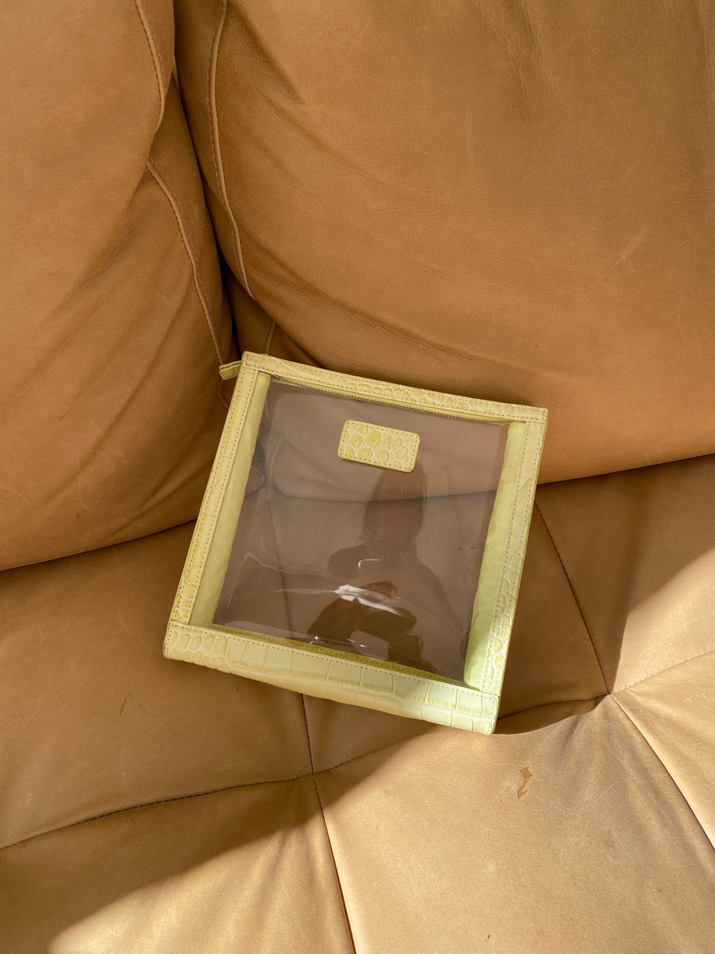 Oslo' Lemon  Leather Perspex Makeup Bag
