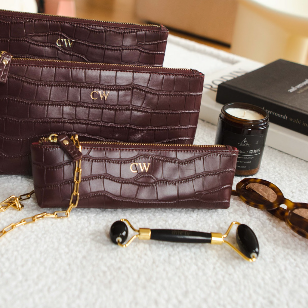 Munich' Aubergine  Leather Pencil Case