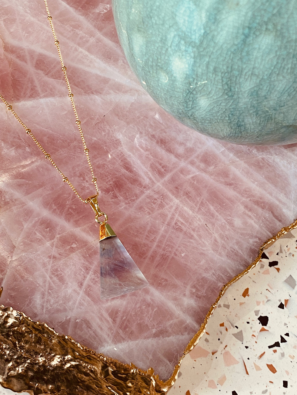 Triangle Crystal Necklace | Fluorite